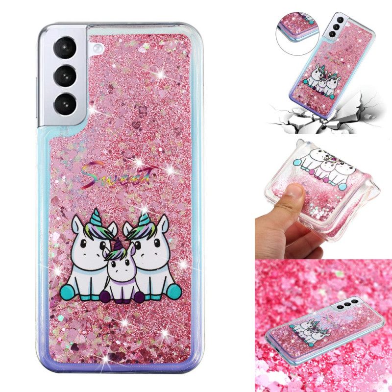 Κάλυμμα Samsung Galaxy S24 Plus 5g Υγρό Glitter Three Unicorns Σιλικόνης