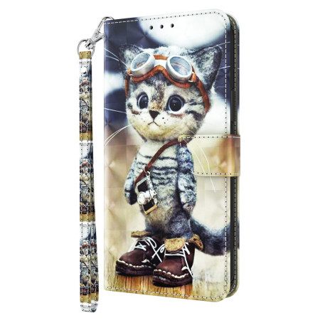 Δερματινη Θηκη Google Pixel 8 Aviator Cat Με Λουράκι