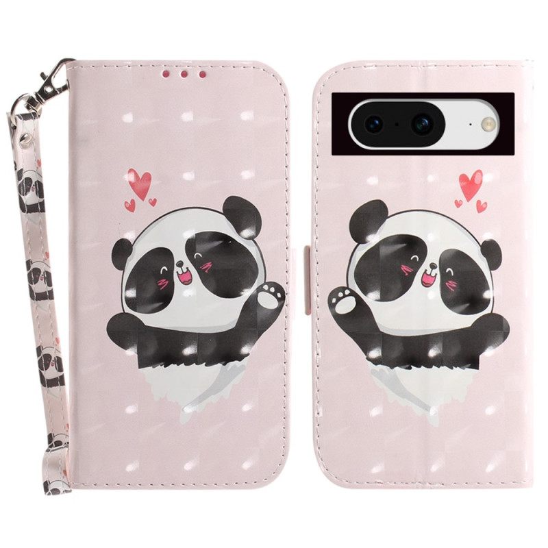 Δερματινη Θηκη Google Pixel 8 Panda Love With Strap