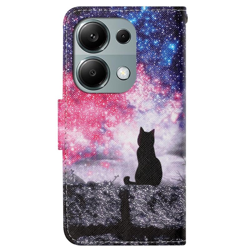 Δερματινη Θηκη Xiaomi Redmi Note 13 Pro 4g Starry Sky And Lanyard Cat Σιλικόνης