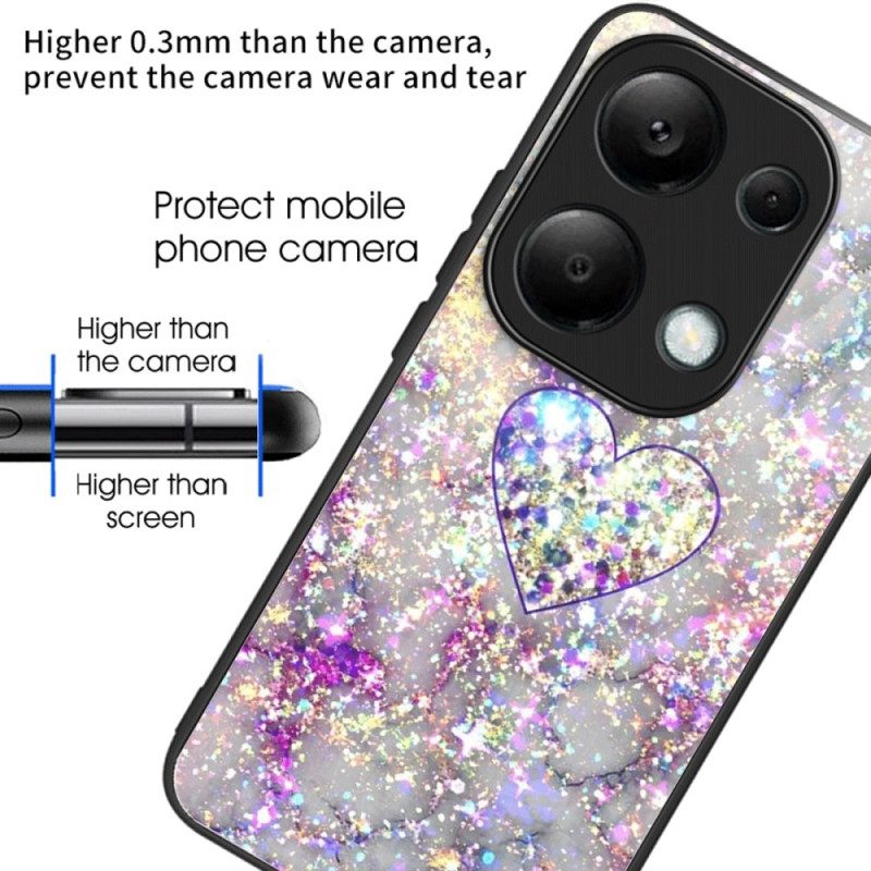 Κάλυμμα Xiaomi Redmi Note 13 Pro 4g Glitter Καρδιάς Από Σκληρυμένο Γυαλί