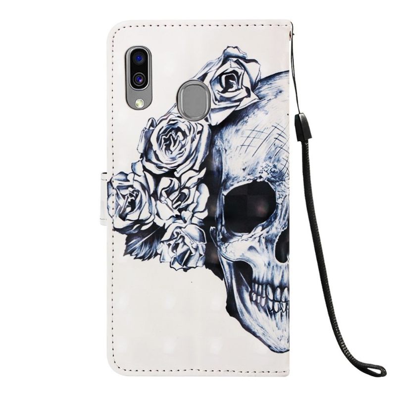 δερματινη θηκη Samsung Galaxy A40 Skull Flowers