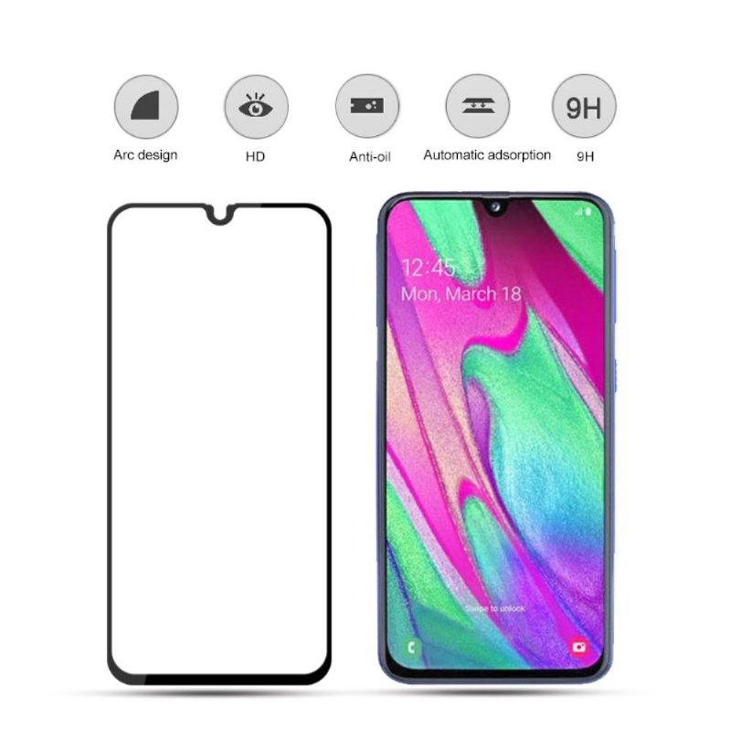 Samsung Galaxy A40 - Full Size Tempered Glass Screen Protector - Μαύρο