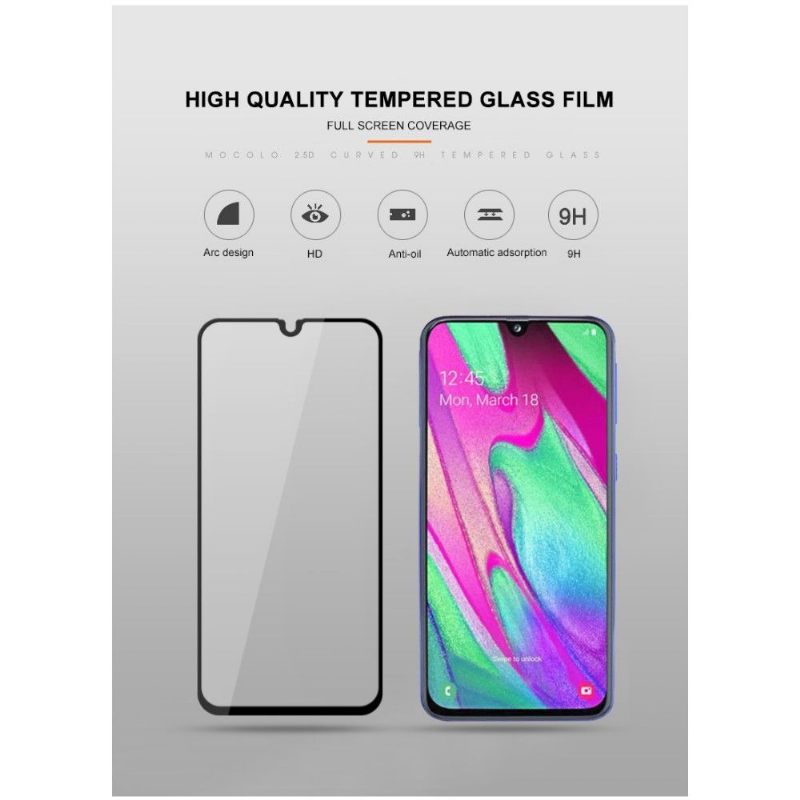 Samsung Galaxy A40 - Full Size Tempered Glass Screen Protector - Μαύρο