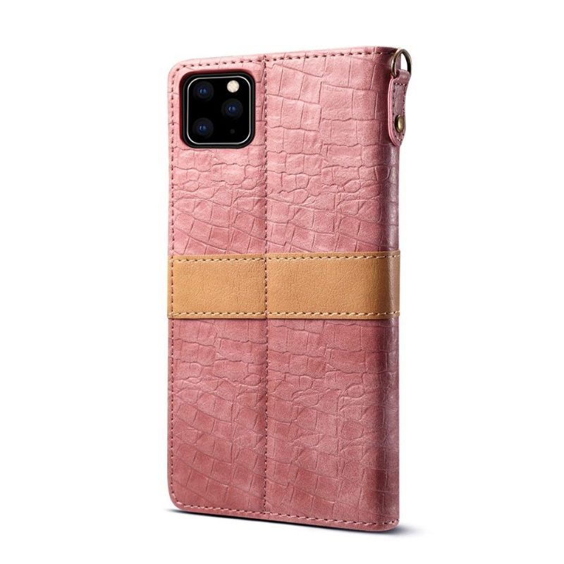 Θήκη Flip iPhone 11 Pro Imitation Croco Leather Effect