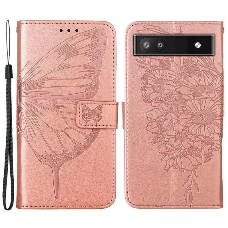 Κάλυμμα Google Pixel 6a Κάτοχος Κάρτας Butterfly Flower