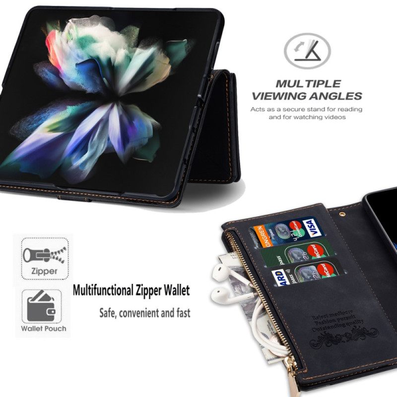 Δερματινη Θηκη Samsung Galaxy Z Fold 5 Πορτοφόλι Νομισμάτων Με Λουράκι