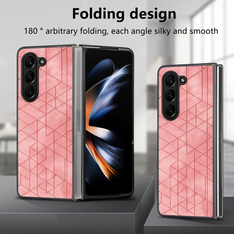 Κάλυμμα Samsung Galaxy Z Fold 5 Θήκες Κινητών Γεωμετρικά Μοτίβα Από Ψεύτικο Δέρμα