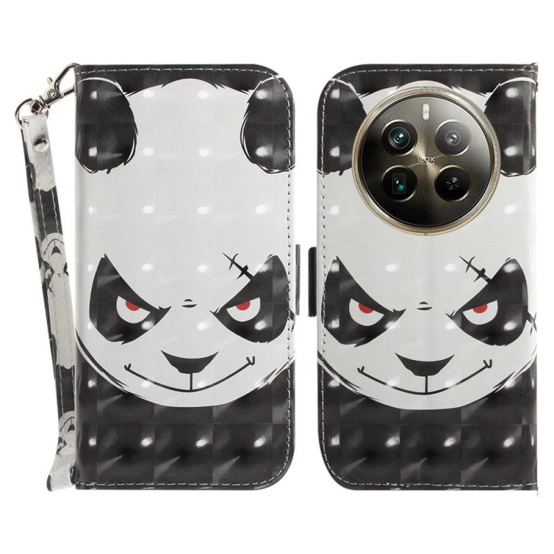 Δερματινη Θηκη Realme 12 Pro / 12 Pro Plus Angry Panda Με Strap