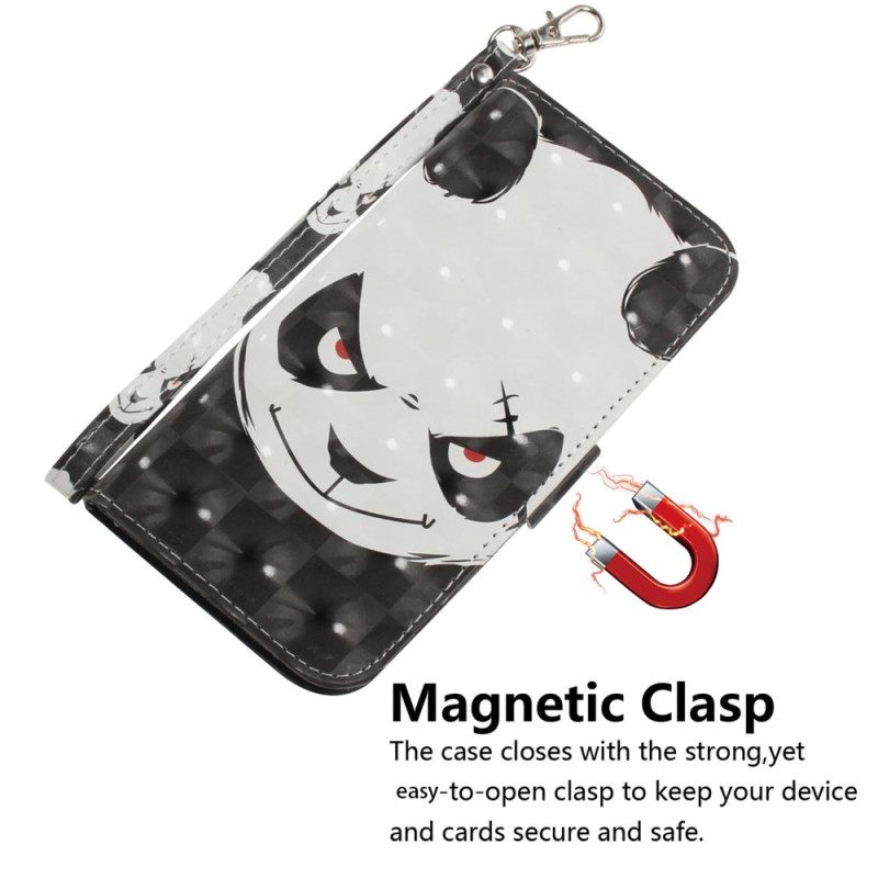 Δερματινη Θηκη Realme 12 Pro / 12 Pro Plus Angry Panda Με Strap