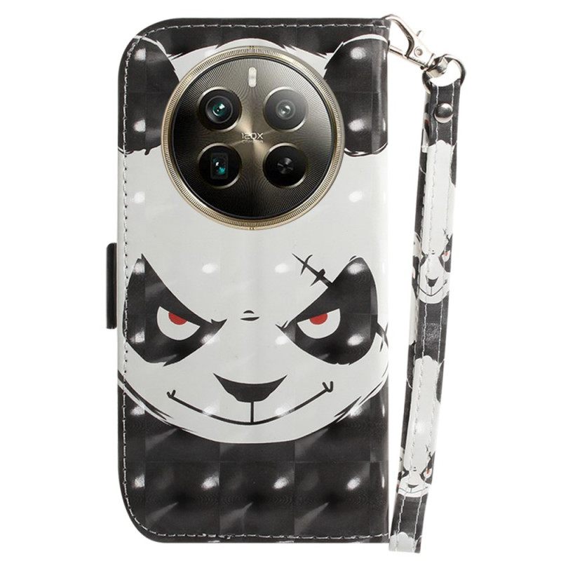 Δερματινη Θηκη Realme 12 Pro / 12 Pro Plus Angry Panda Με Strap