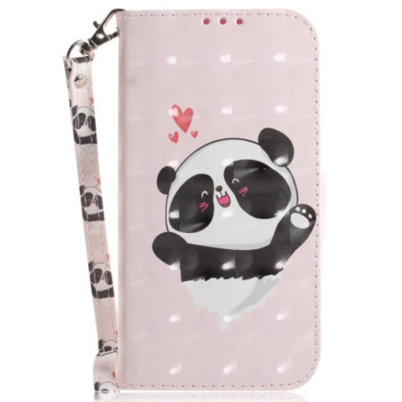 Κάλυμμα Moto G73 5G με κορδονι Panda Love With Lanyard