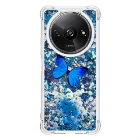 Κάλυμμα Poco C61 Blue Butterfly Glitter