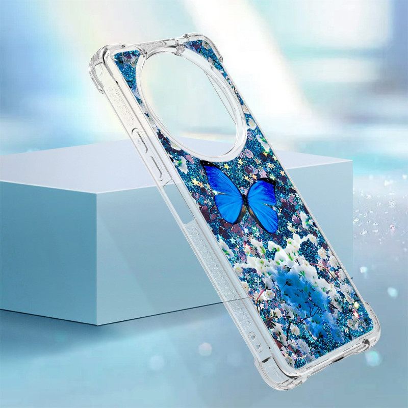 Κάλυμμα Poco C61 Blue Butterfly Glitter