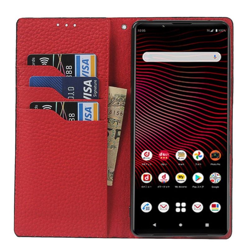 Κάλυμμα Sony Xperia 1 III Grained Leather Με Λουράκι