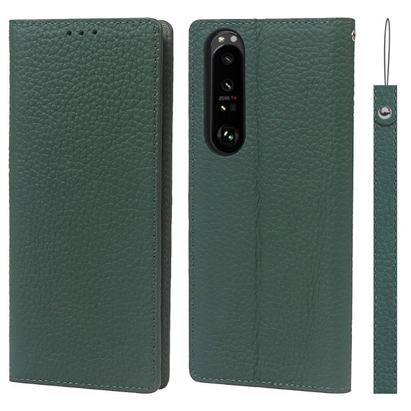 Κάλυμμα Sony Xperia 1 III Grained Leather Με Λουράκι