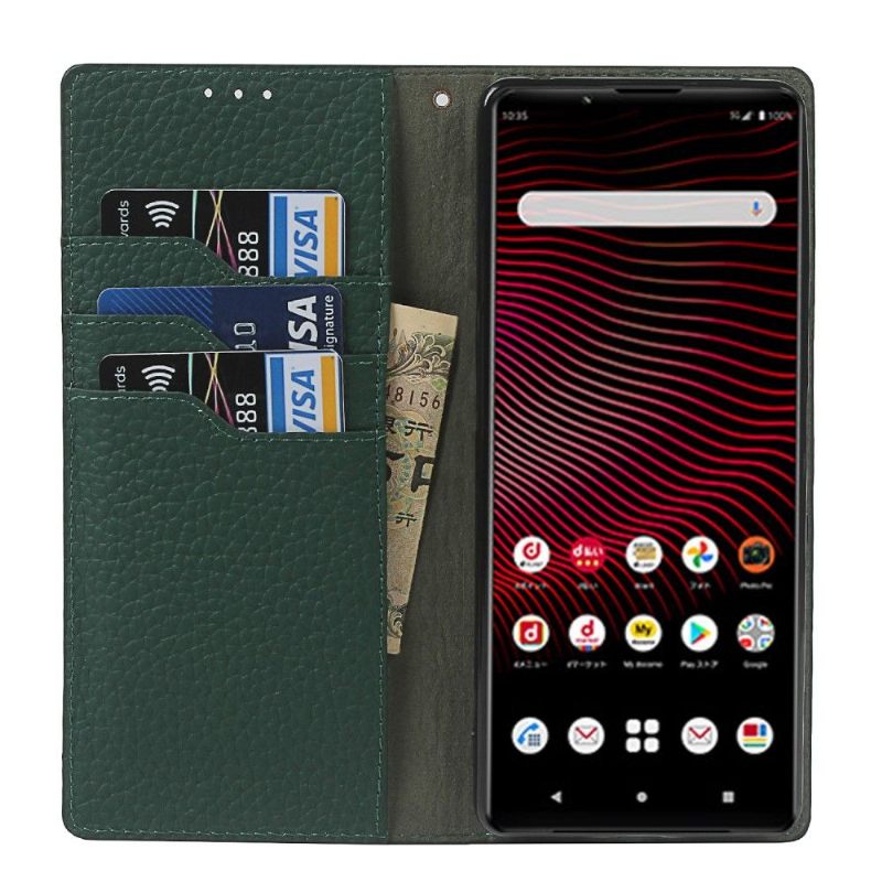 Κάλυμμα Sony Xperia 1 III Grained Leather Με Λουράκι