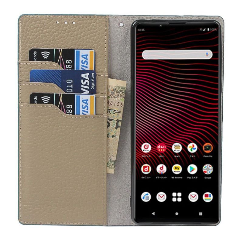 Κάλυμμα Sony Xperia 1 III Grained Leather Με Λουράκι