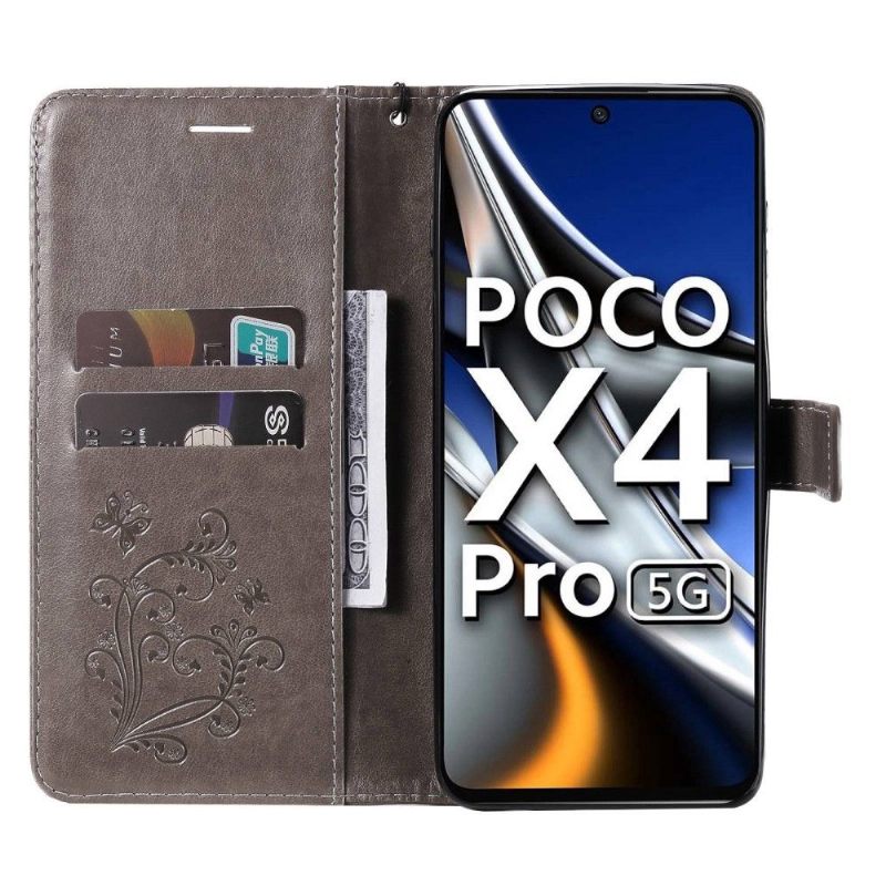 δερματινη θηκη Poco X4 Pro 5G Υποστήριξη Λειτουργίας Butterflies