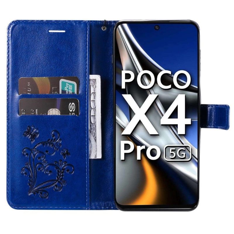 δερματινη θηκη Poco X4 Pro 5G Υποστήριξη Λειτουργίας Butterflies