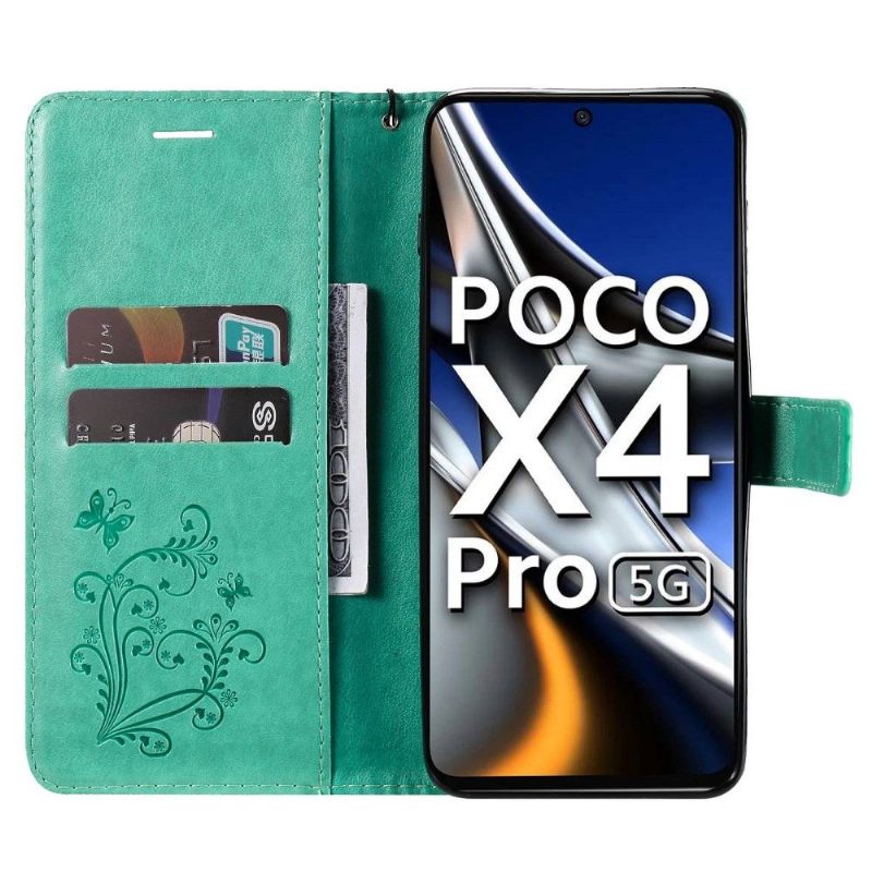 δερματινη θηκη Poco X4 Pro 5G Υποστήριξη Λειτουργίας Butterflies