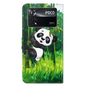 Θήκη Flip Poco X4 Pro 5G Panda Σκαρφαλωμένο