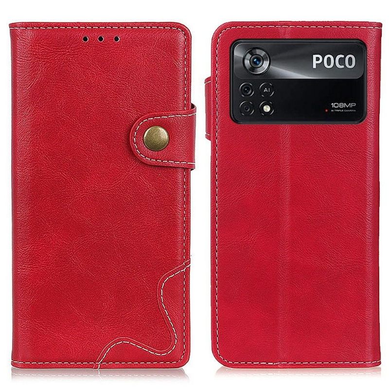 θηκη κινητου Poco X4 Pro 5G S Shape Leather Effect Εκτεθειμένες Ραφές