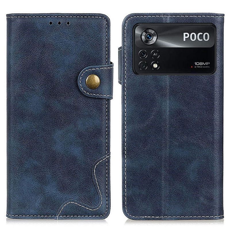 θηκη κινητου Poco X4 Pro 5G S Shape Leather Effect Εκτεθειμένες Ραφές