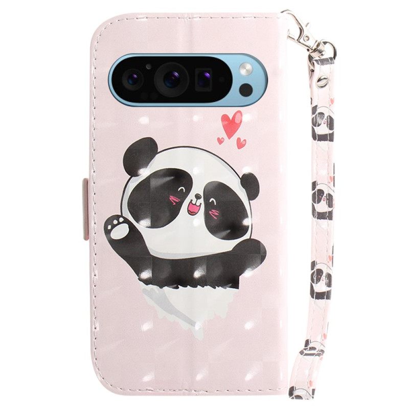 Δερματινη Θηκη Google Pixel 9 Panda Love With Strap