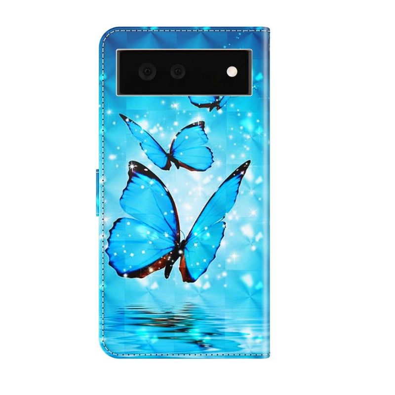 Κάλυμμα Google Pixel 6 Sparkling Blue Butterflies