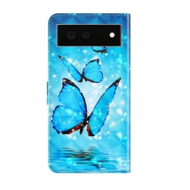 Κάλυμμα Google Pixel 6 Sparkling Blue Butterflies