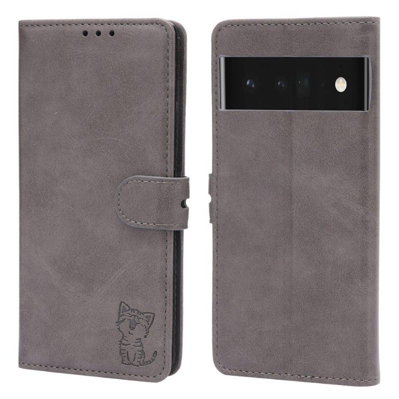 Θήκη Flip Google Pixel 6 Matte Leather Effect Kitten