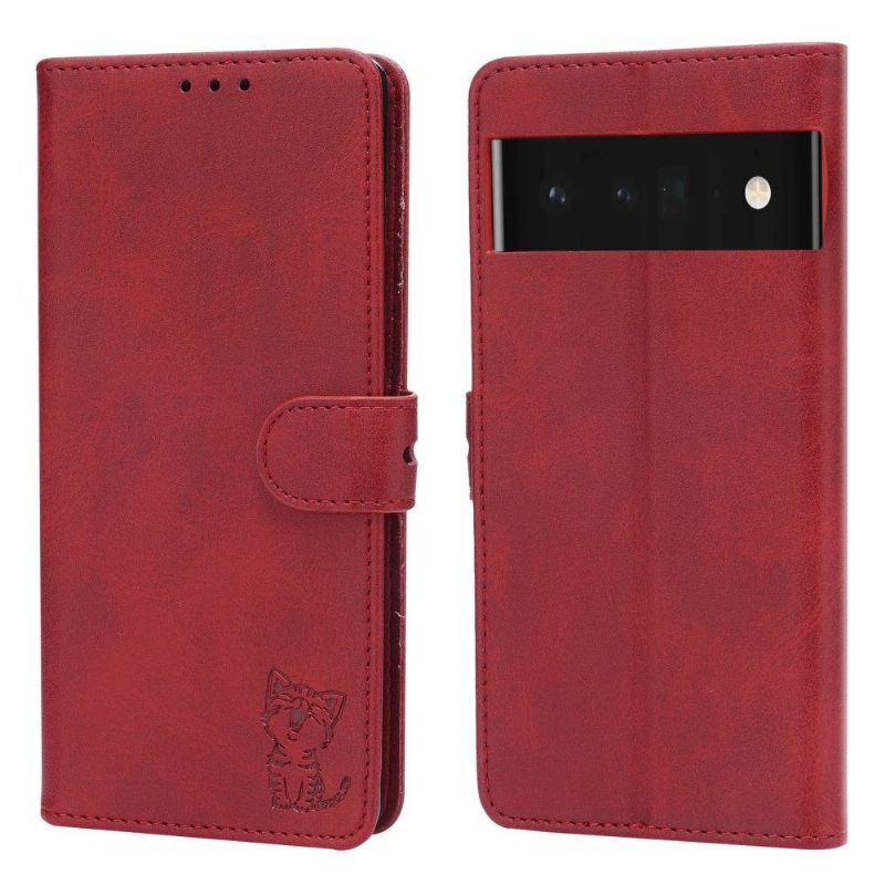 Θήκη Flip Google Pixel 6 Matte Leather Effect Kitten