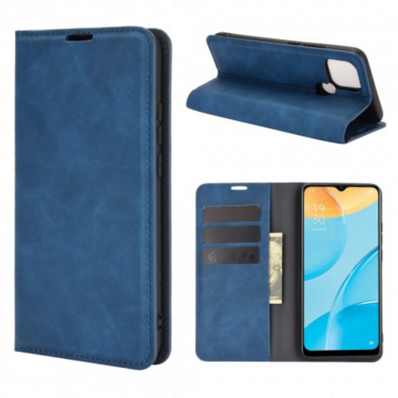 θηκη κινητου Oppo A15 Θήκη Flip Εφέ Silk Soft Leather