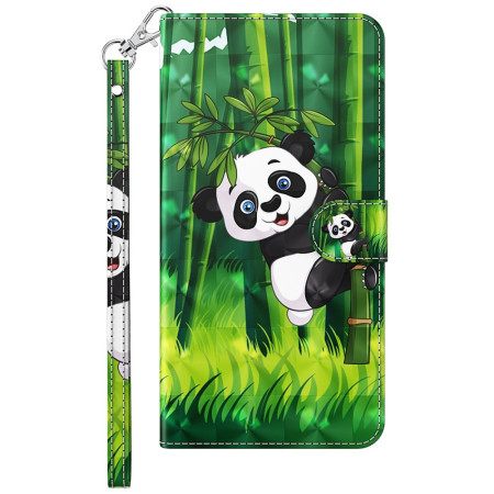 Δερματινη Θηκη Samsung Galaxy A15 Bamboo Panda Με Λουράκι