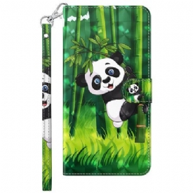 Δερματινη Θηκη Samsung Galaxy A15 Bamboo Panda Με Λουράκι