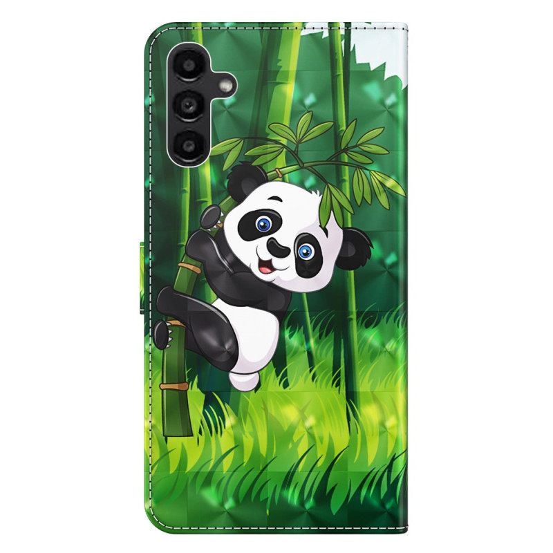 Δερματινη Θηκη Samsung Galaxy A15 Bamboo Panda Με Λουράκι