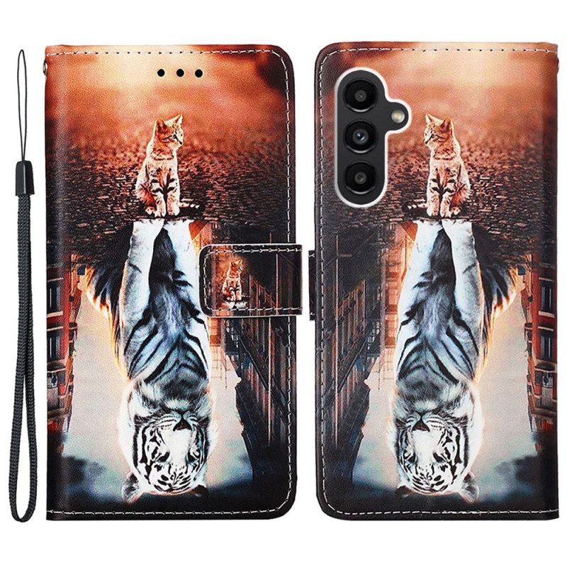 Δερματινη Θηκη Samsung Galaxy A15 Dream Of Kitten With Strap Σιλικόνης