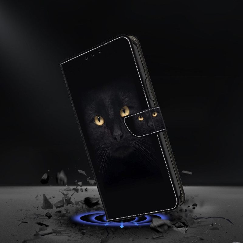 Δερματινη Θηκη Samsung Galaxy A15 Μαύρη Γάτα