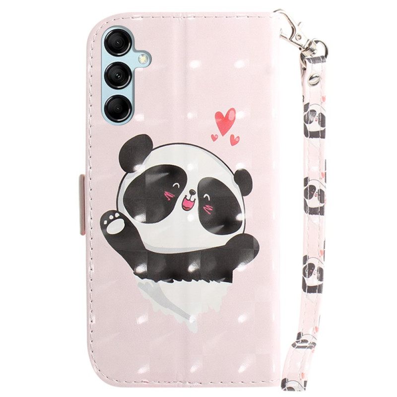 Δερματινη Θηκη Samsung Galaxy A15 Panda Love With Strap