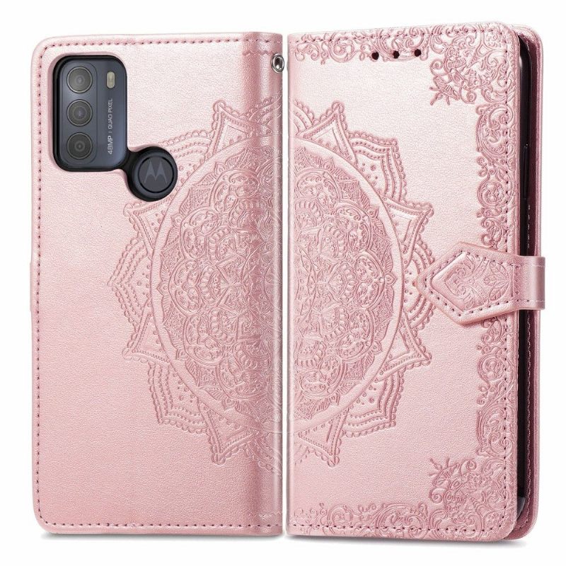 Κάλυμμα Motorola Moto G50 Mandala Relief Faux Leather Retro