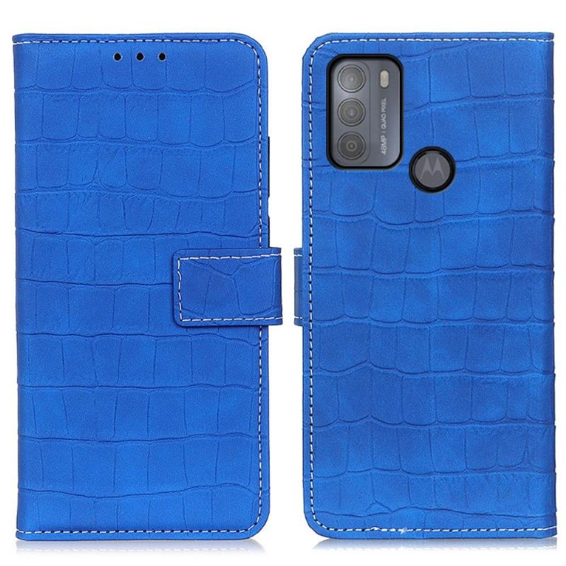 Θήκη Flip Motorola Moto G50 Imitation Leather Croc Look