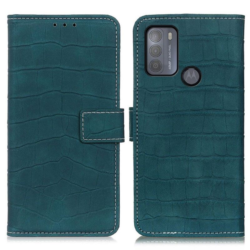 Θήκη Flip Motorola Moto G50 Imitation Leather Croc Look