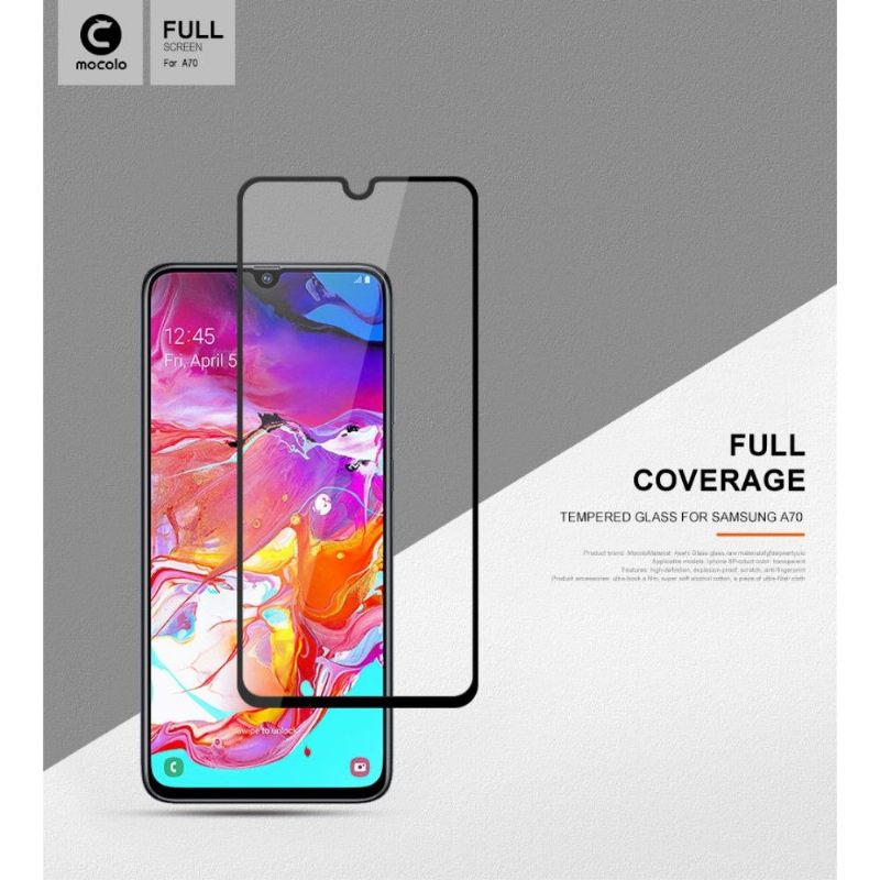 θηκη κινητου Samsung Galaxy A70 προστασίας Full Size Tempered Glass Screen Protector - Μαύρο