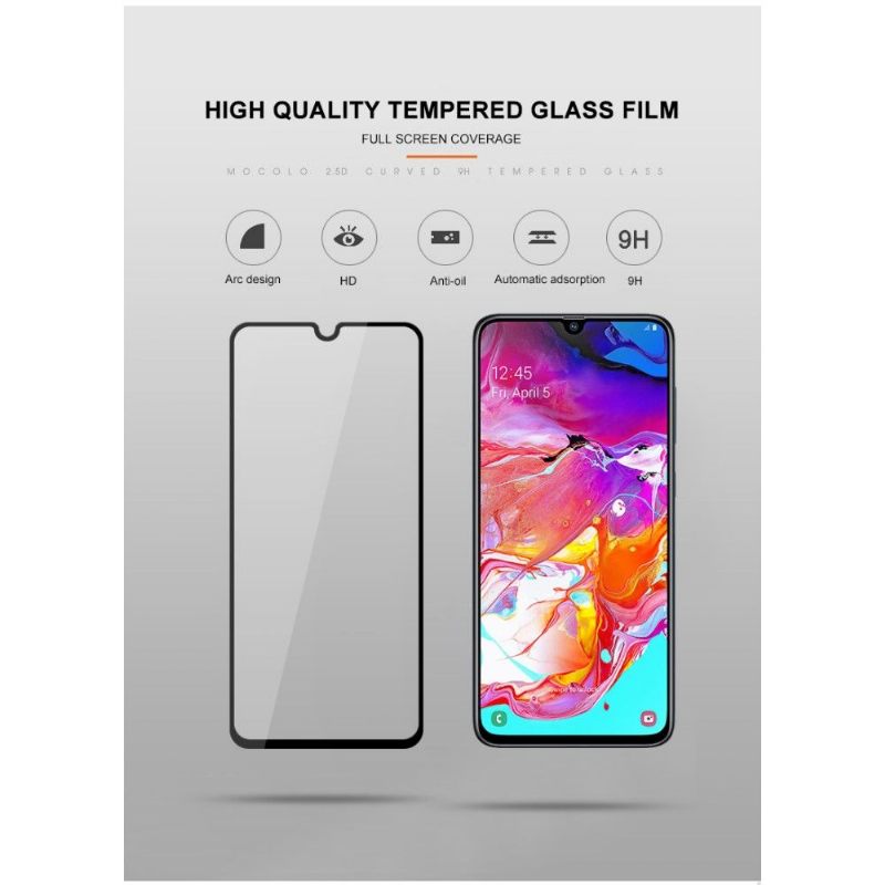 θηκη κινητου Samsung Galaxy A70 προστασίας Full Size Tempered Glass Screen Protector - Μαύρο