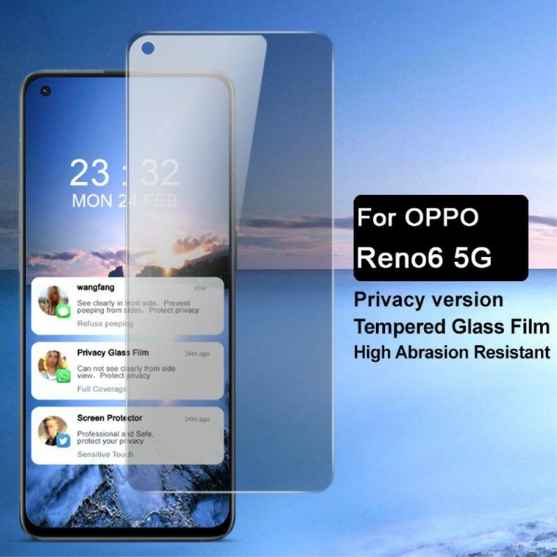 Oppo Reno 6 Προστατευτικό Οθόνης 5G Σκληρυμένο Γυαλί Και Φίλτρο Προστασίας Προσωπικών Δεδομένων