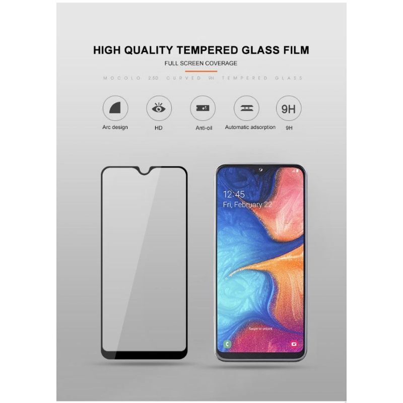 Samsung Galaxy A20E - Full Size Tempered Glass Screen Protector - Μαύρο