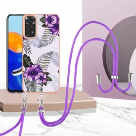 θηκη κινητου Xiaomi Redmi Note 11 / Note 11S με κορδονι Εξωτικά Λουλούδια