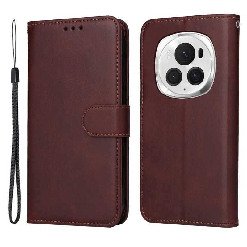 Δερματινη Θηκη Honor Magic 6 Pro Unni Leather Style Με Λουράκι Σιλικόνης