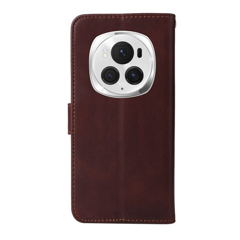 Δερματινη Θηκη Honor Magic 6 Pro Unni Leather Style Με Λουράκι Σιλικόνης